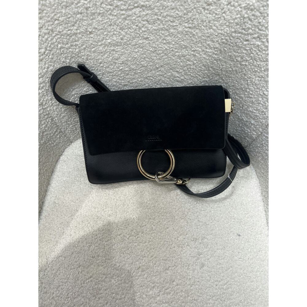 Chloé Faye Black Leather & Suede Crossbody Bag - Excellent Condition